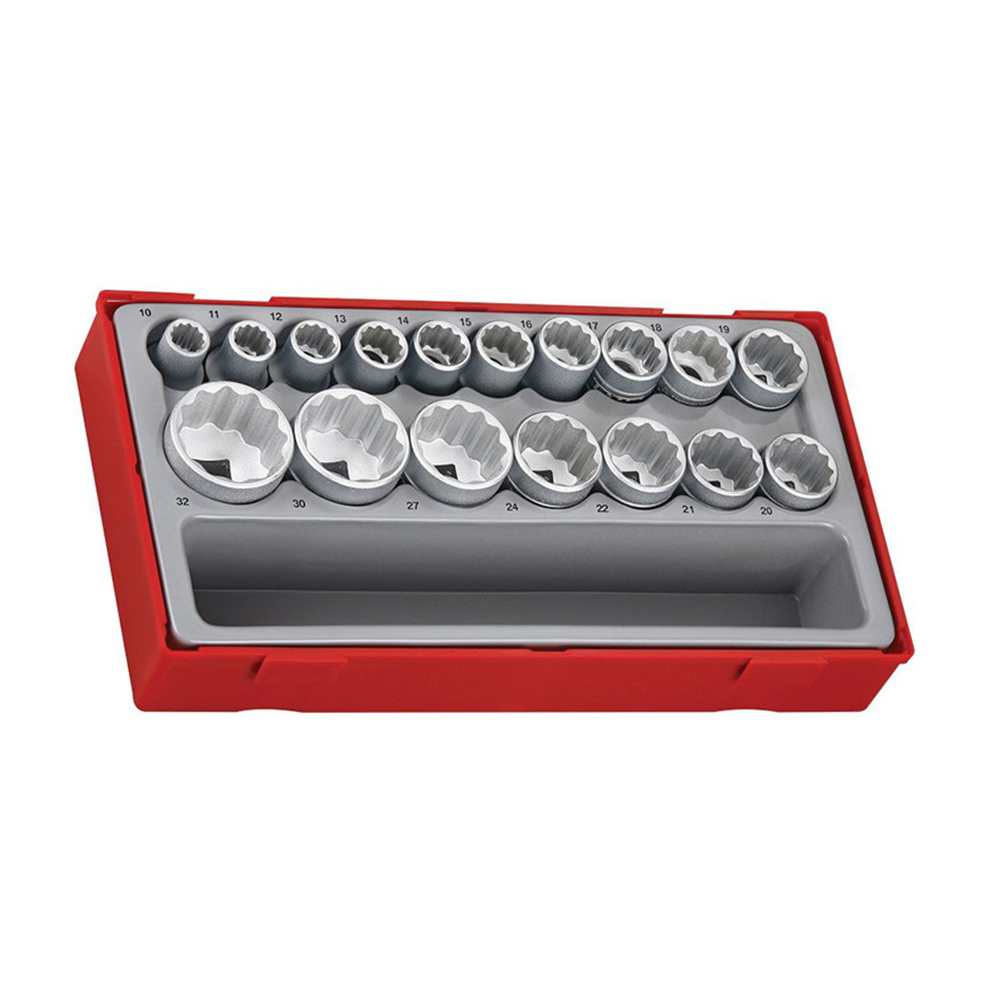 Socket Set 1/2'' Drive 12 Point 17 Pieces TT Tray